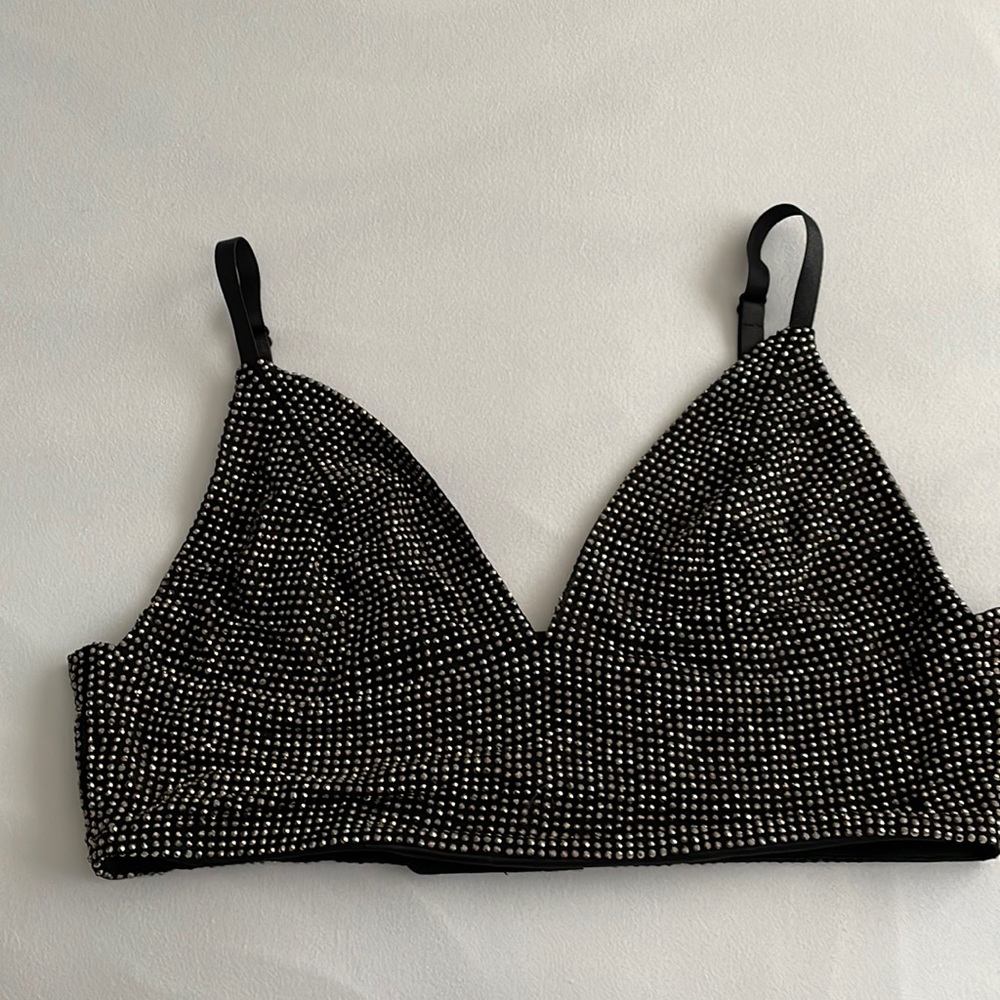 WINDSOR black rhinestone crop top size s